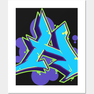 Letter H - Graffiti Street Art Style Blue Posters and Art